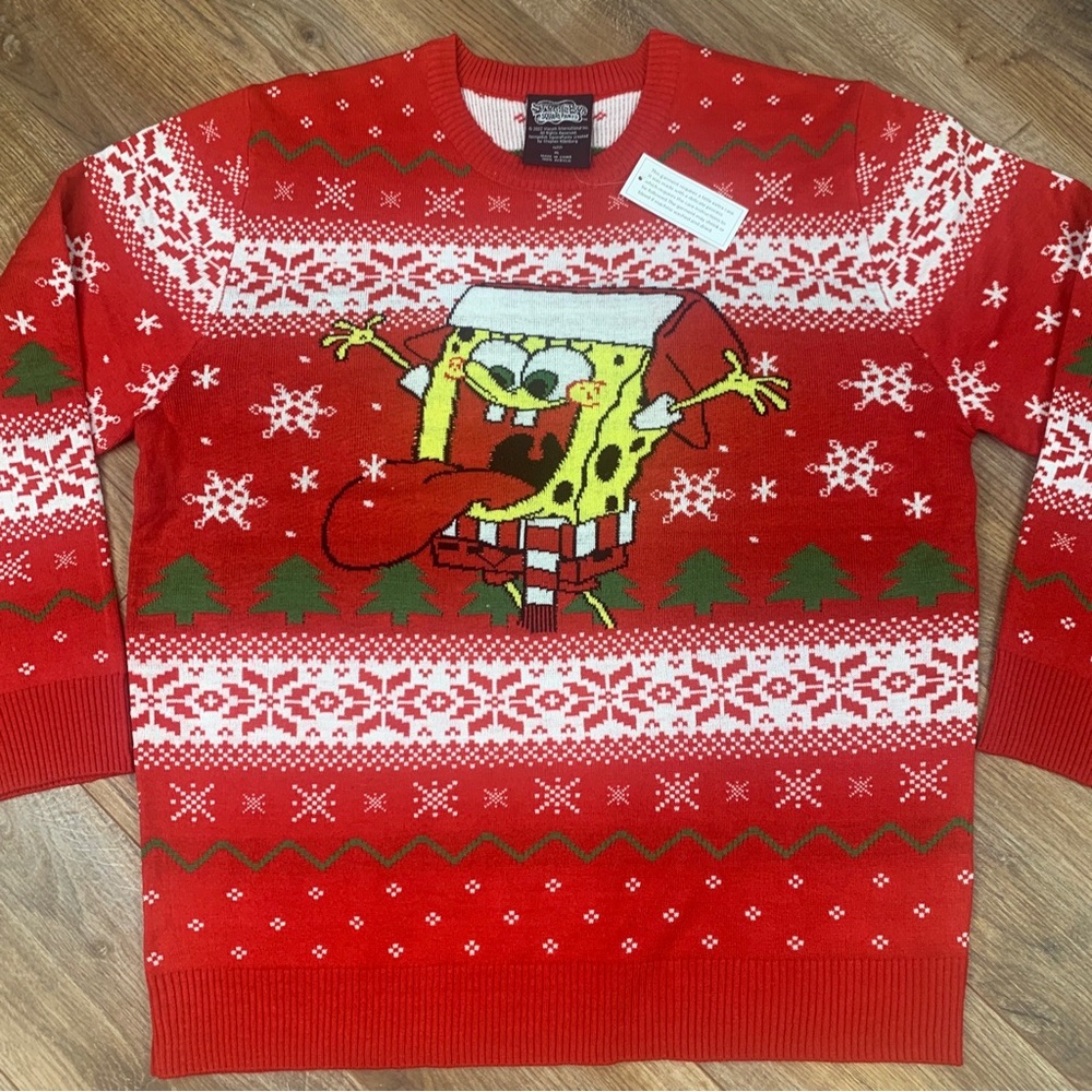 SpongeBob SquarePants Ugly Christmas Sweater Mens Size XL